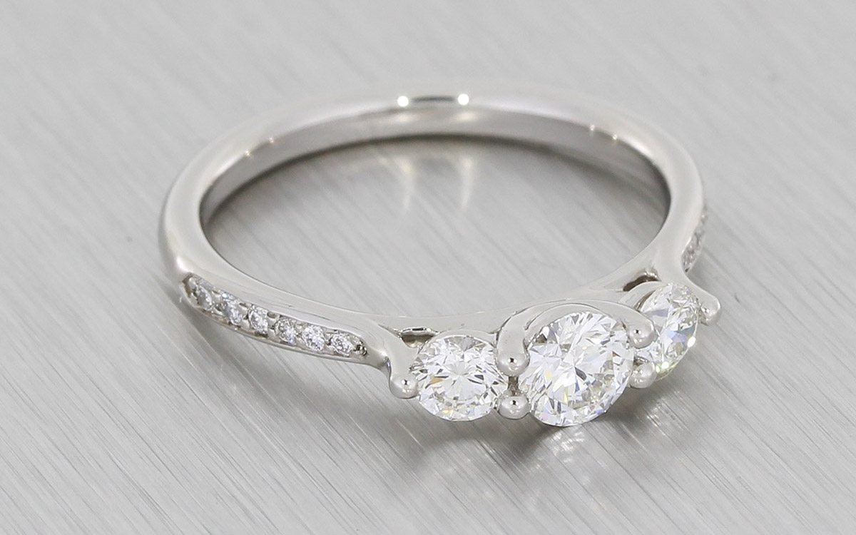 Diamond Trilogy Ring with DiamondSet Shoulders Portfolio Durham Rose